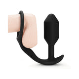b-Vibe Snug & Tug Weighted Silicone & Penis Ring - 128 g Black
