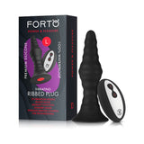 Forto Vibrating Ribbed Plug W/remote Large Blk