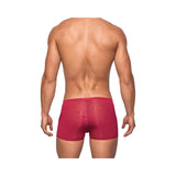 Male Power Seamless Sleek Sleek Short W/sheer Pouch Wine Small