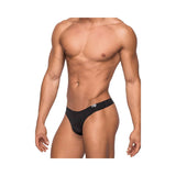Male Power Seamless Sleek Sleek Thong W/sheer Pouch Black Sm
