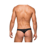Male Power Seamless Sleek Sleek Thong W/sheer Pouch Black Sm