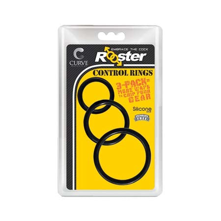 Curve Novelties Rooster Set of 3 Control Rings - Black