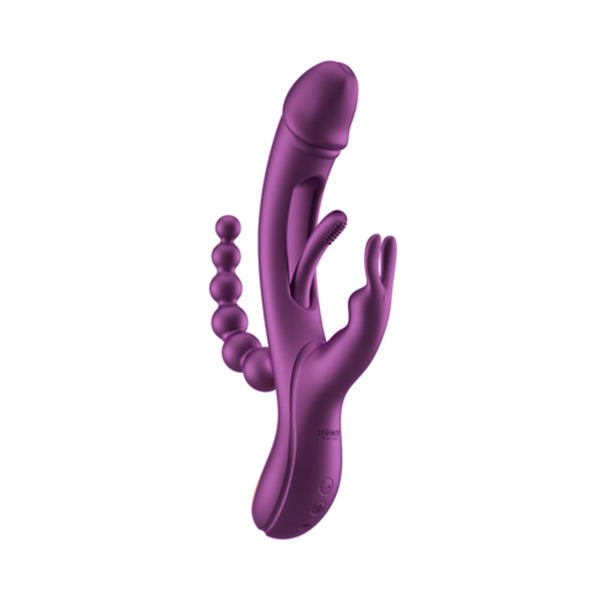 Trilux Kinky Finger Rabbit Vibrator with Anal Beads - Purple