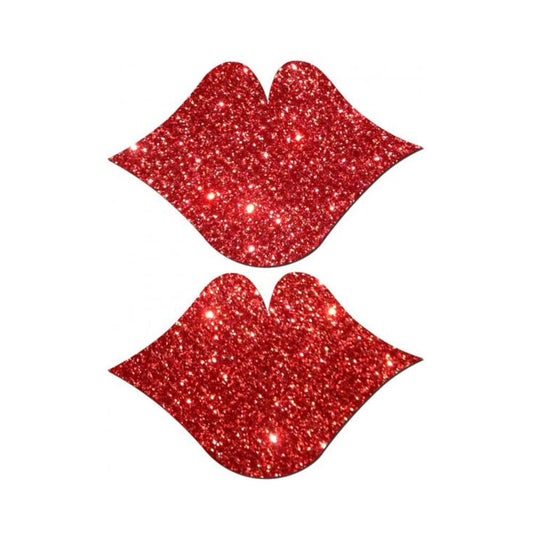 Lips Kisses Red Glitter Pasties O/S