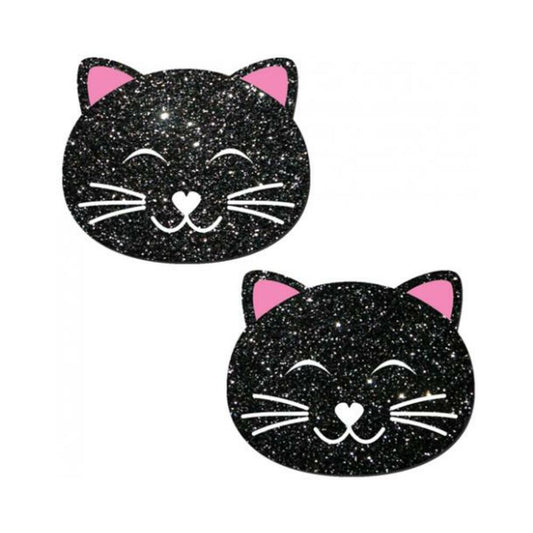 Kitty Black Glitter Cat Pasties O/S