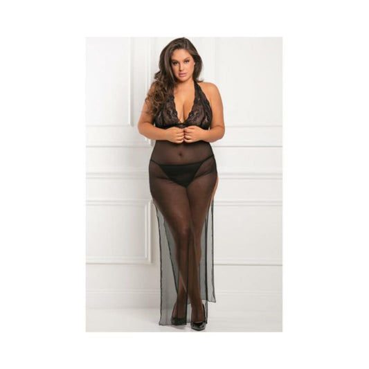 All Out There 2 Piece Gown Set Black 1X/2X