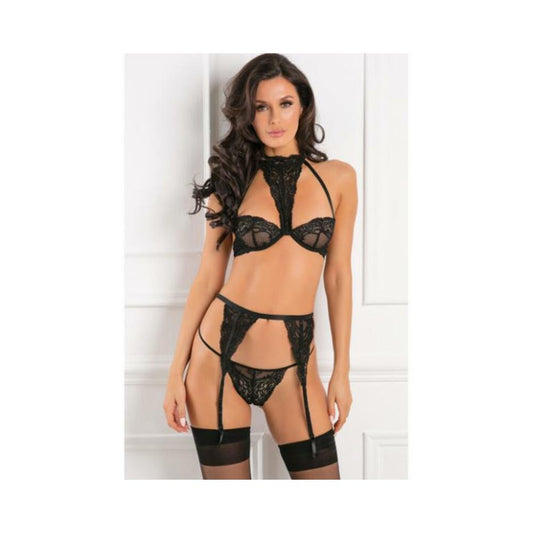 Rene Rofe Deepest Desires 3pc Bra Set Black S/m