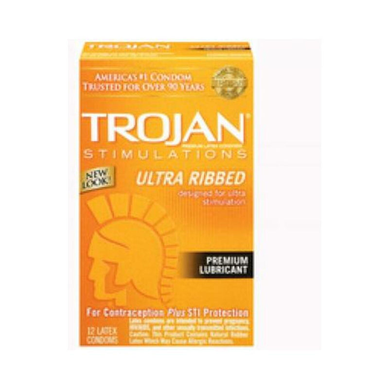 Trojan Stimulations Ultra Ribbed 12 Pack