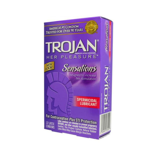 Trojan Her Pleasure Sensations Armor Spermicidal Condoms 12 Pack