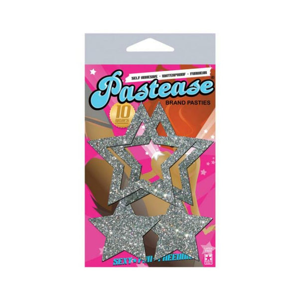 Pastease Glitter Peek A Boob Stars Silver Pasties