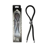 C-RING LASSO SILVER SKULL BEAD LEATHER STRAP BLACK