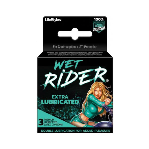 Wet Rider Extra Lubricated Latex Condoms 3 Pack