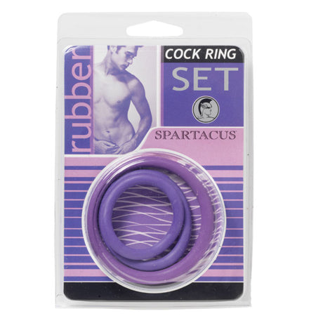 Spartacus Rubber Cock Ring Set - Purple Pack of 3