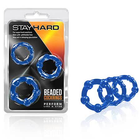 Stay Hard Beaded Cockrings Blue
