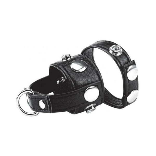 C & B Gear Cock Ring with Ball Stretcher 1 inch Black