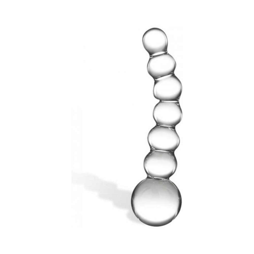 Glas 5 inches Curved Glass Beaded Dildo Clear