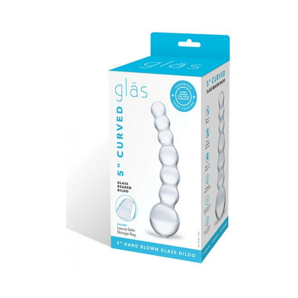 Glas 5 inches Curved Glass Beaded Dildo Clear