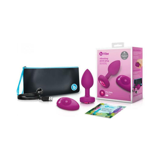 b-Vibe Remote Control Vibrating Jewel Plug (S/M) - Fuchsia