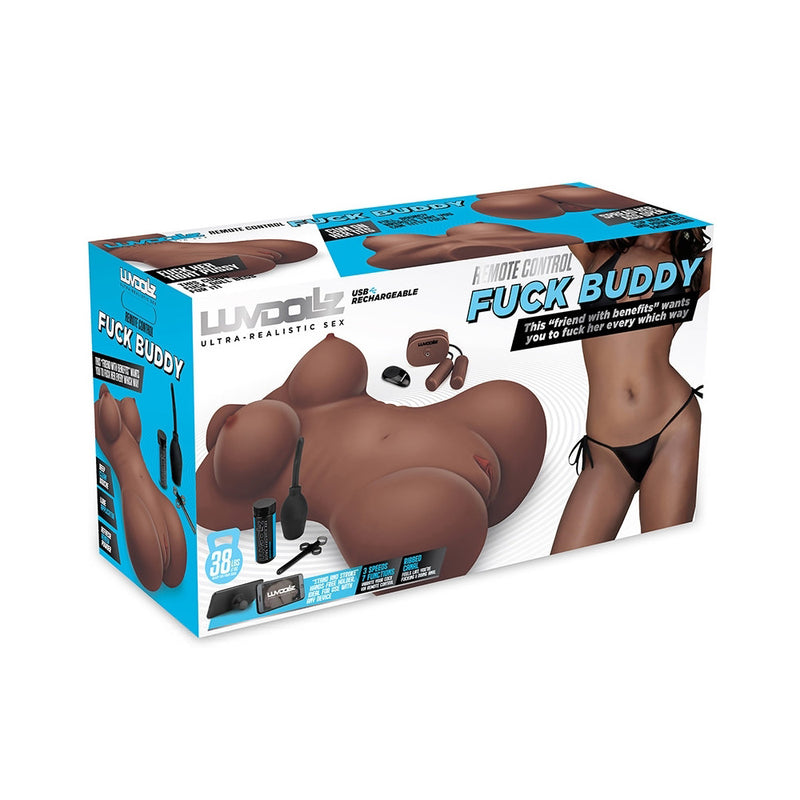 Luvdolz Remote Control Rechargeable Fuck Buddy w/Douche - Mocha