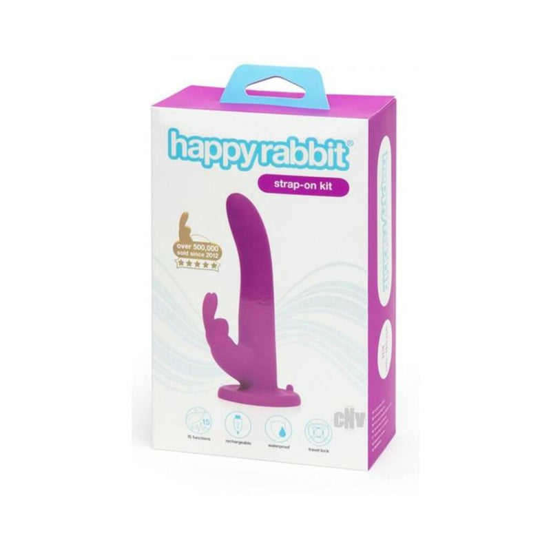 Happy Rabbit Vibrating Strap On Harness Set Purple