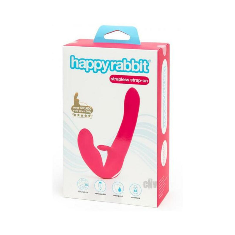 Happy Rabbit Strapless Strap On Vibrating Pink