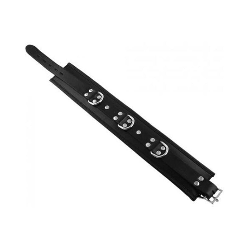 Rouge Padded Leather 3 D-Ring Collar Black