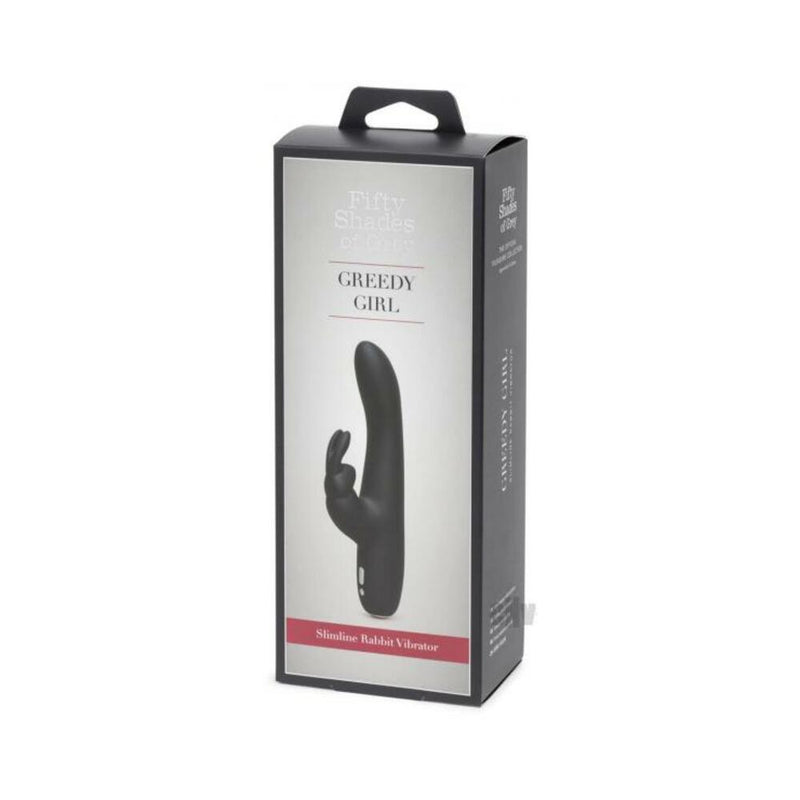Fifty Shades of Grey Greedy Girl Rechargeable Slimline Rabbit Vibrator - Black