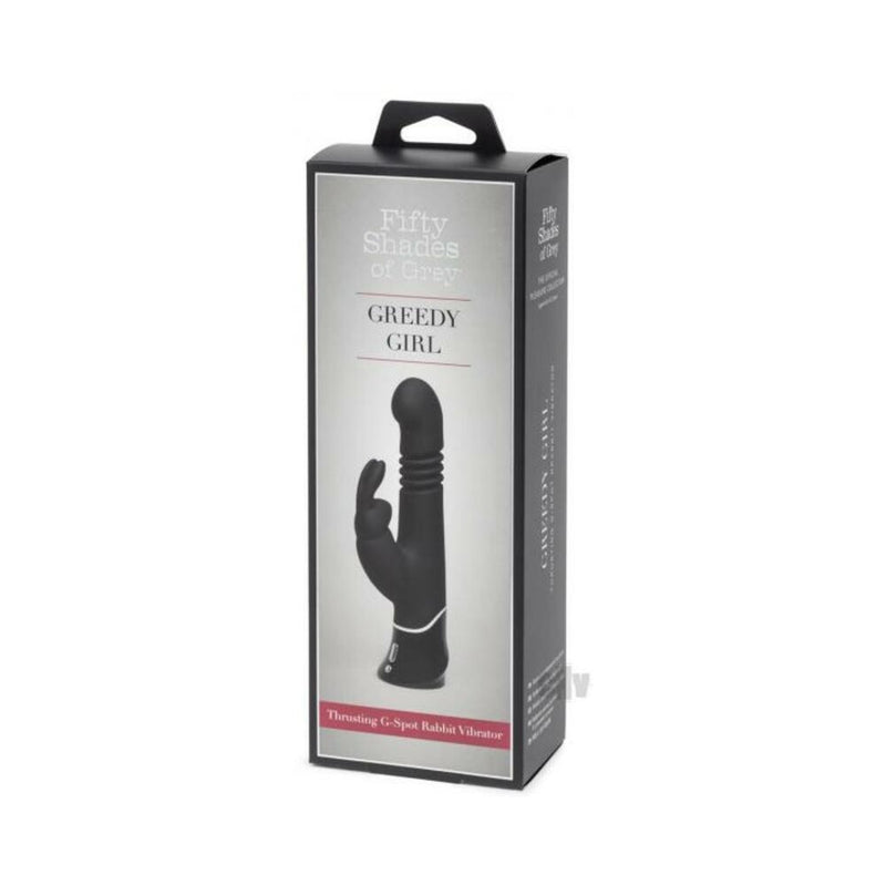 Fifty Shades of Grey Greedy Girl Rechargeable Thrusting G Spot Rabbit Vibrator - Black