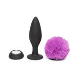 Happy Rabbit Rechargeable Vibrating Butt Plug With Interchangeable Gem And Purple Puff Large