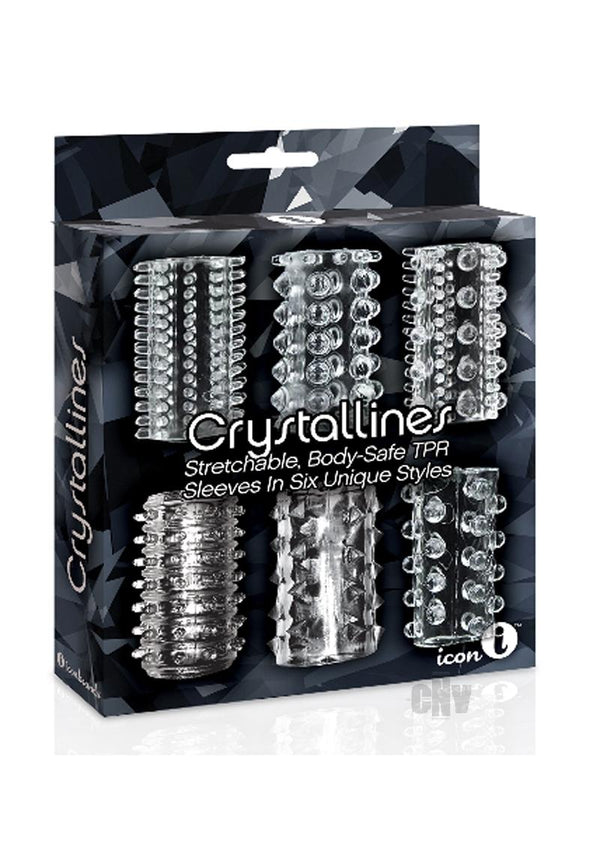 The 9's Crystalline TPR Cock Sleeve 6 Pack - Clear