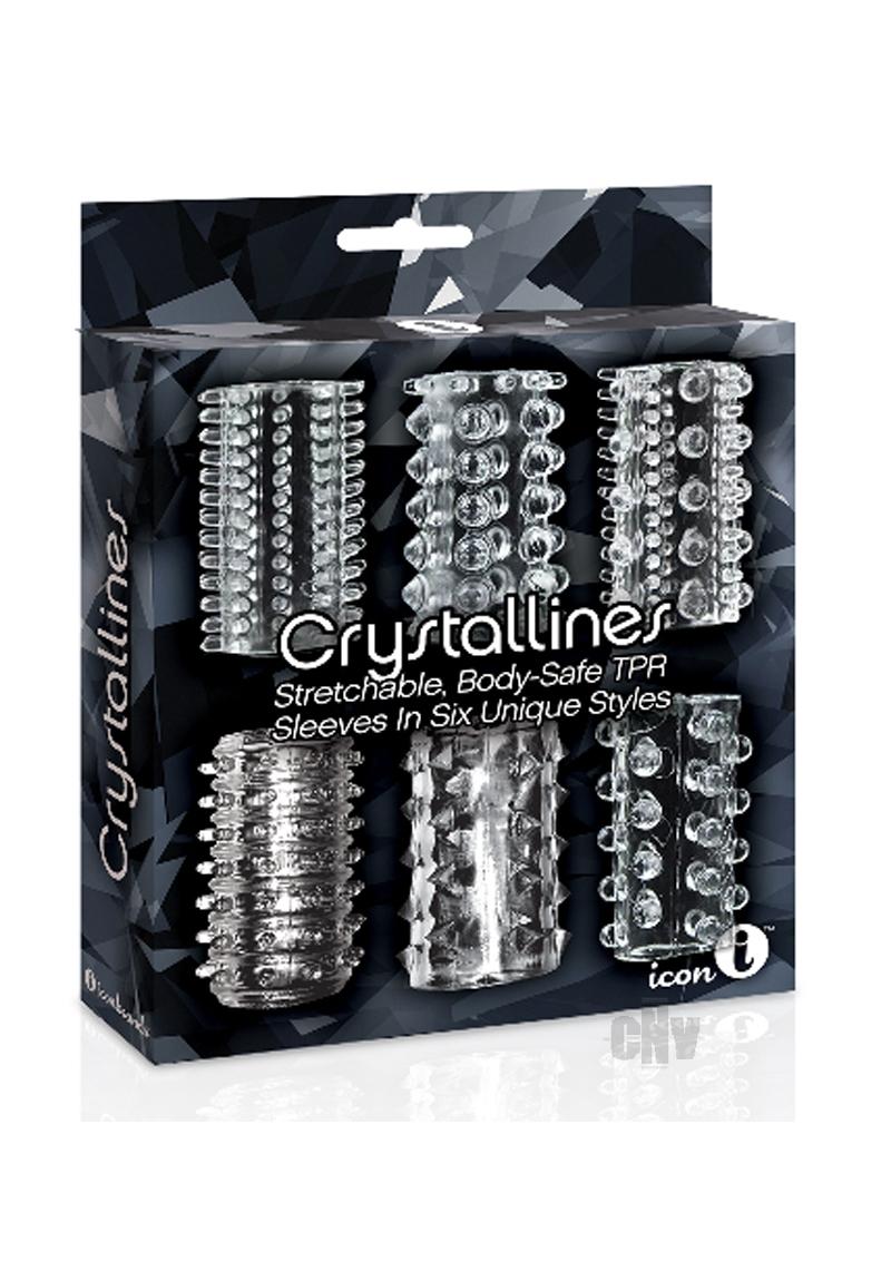 The 9's Crystalline TPR Cock Sleeve 6 Pack - Clear