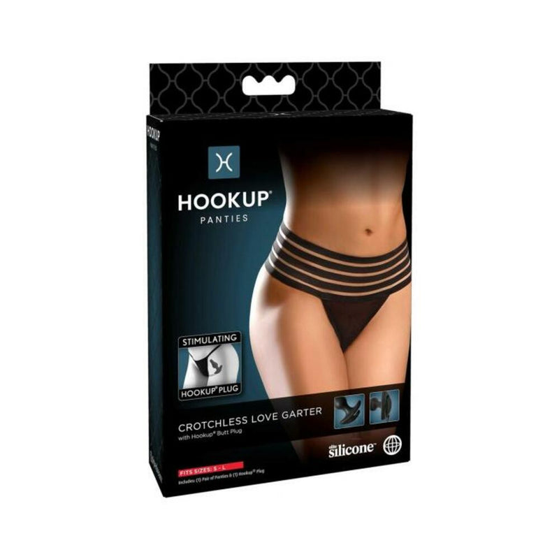 Hookup Crotchless Love Garter Black Fits Size S-l