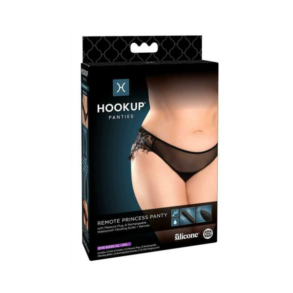 Hookup Remote Princess Panty Black Fits Size Xl-xxl