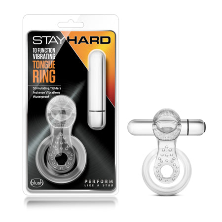 Blush Stay Hard Vibrating Tongue Ring - 10 Function Clear
