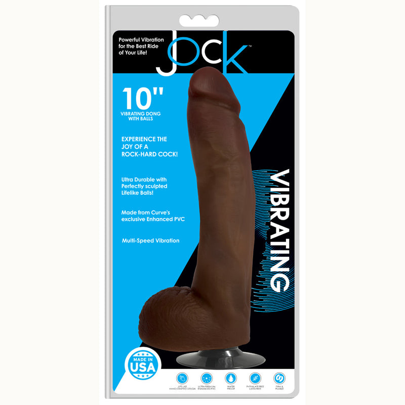 Jock 10 Inch Vibrating Dong With Balls Chocolate