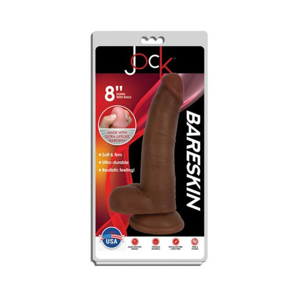 Jock Dark Bareskin Dildo With Balls - 8 Inch