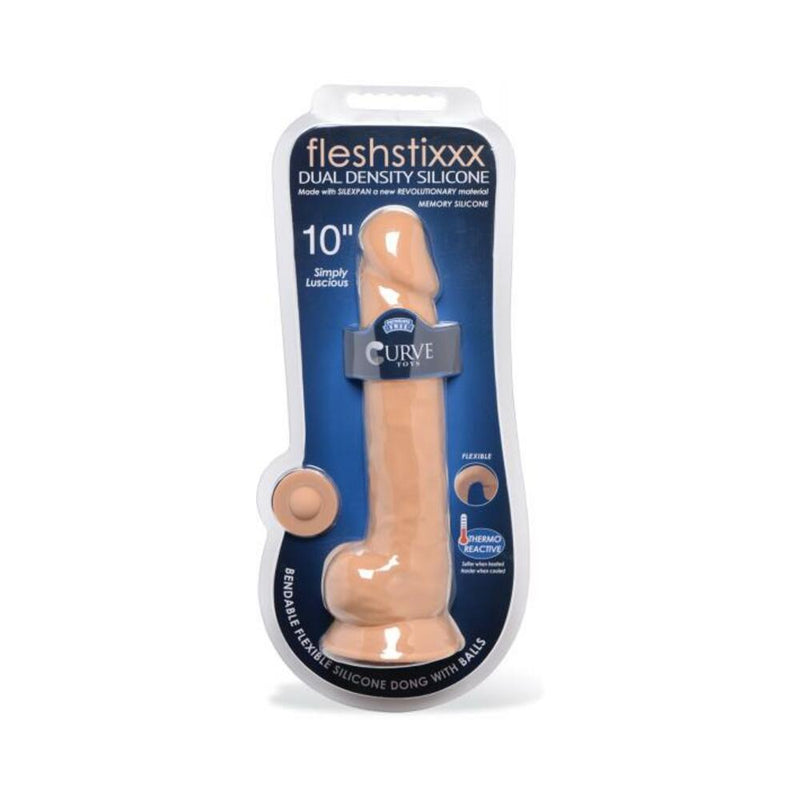 Curve Novelties Fleshstixxx 10" Dildo W/balls - Tan