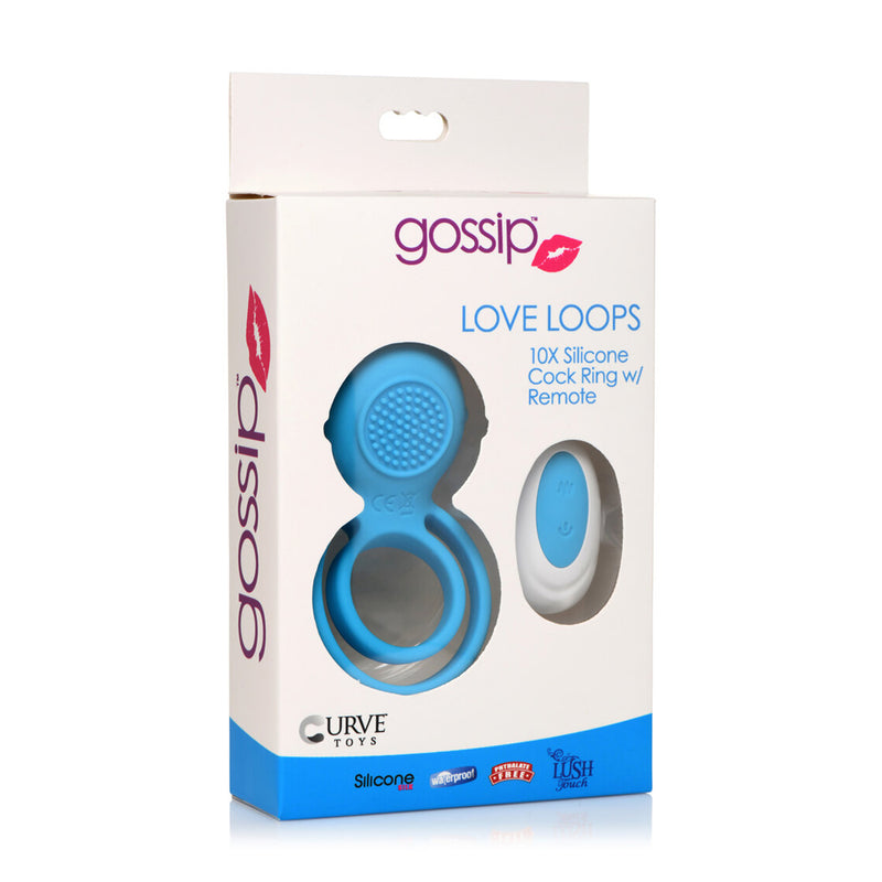 Gossip Love Loops 10X Silicone Cock Ring W/ Remote Azure