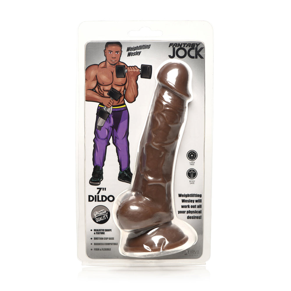 Jock Weightlifting Wesley 7'' Dildo With Balls Dark