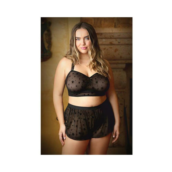 Curve Nova Star Halter Top & Shorts Black 1X/2X