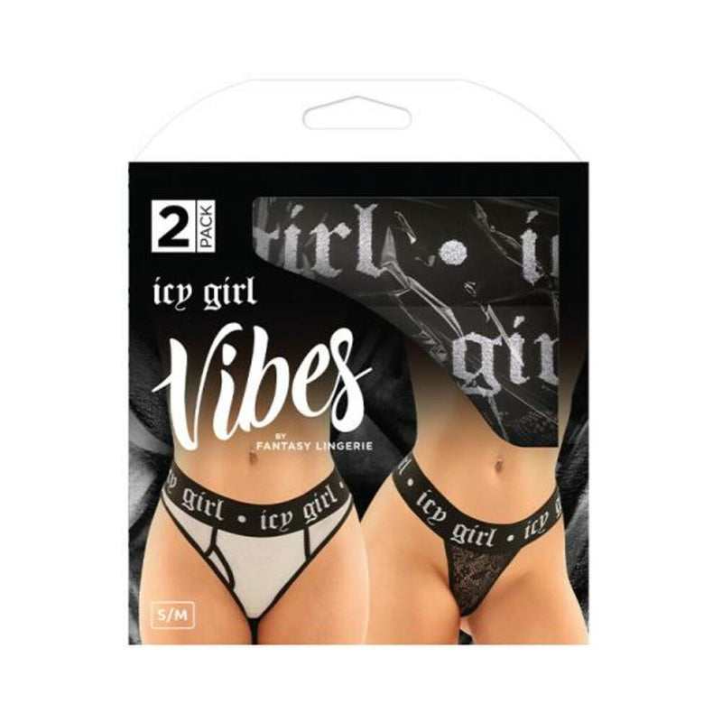 Vibes Icy Girl Buddy Pack 2 Pc. Metallic Boyfriend Brief & Lace Thong L/xl Black/silver