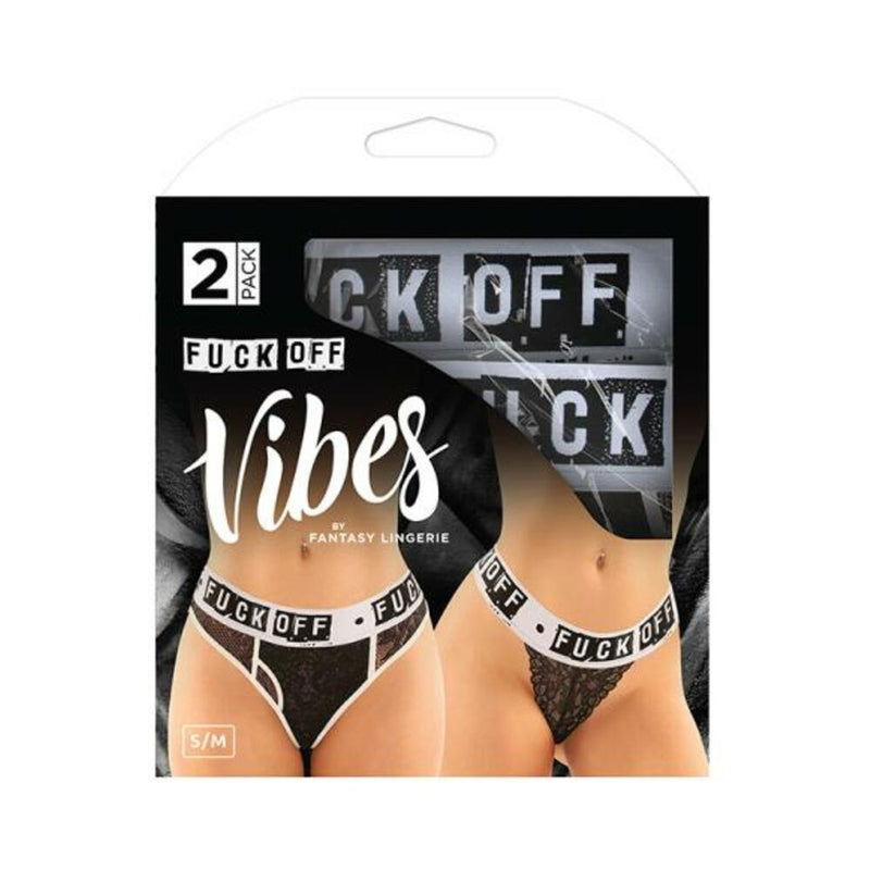 Vibes Fuck Off Buddy Pack 2 Pc. Lace Boyfriend Brief & Lace Thong S/m Black/white