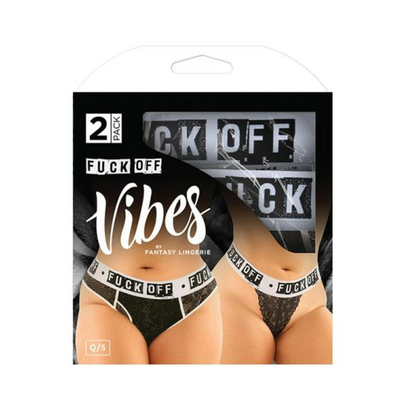 Vibes Fuck Off Buddy Pack 2 Pc. Lace Boyfriend Brief & Lace Thong Qs Black/white