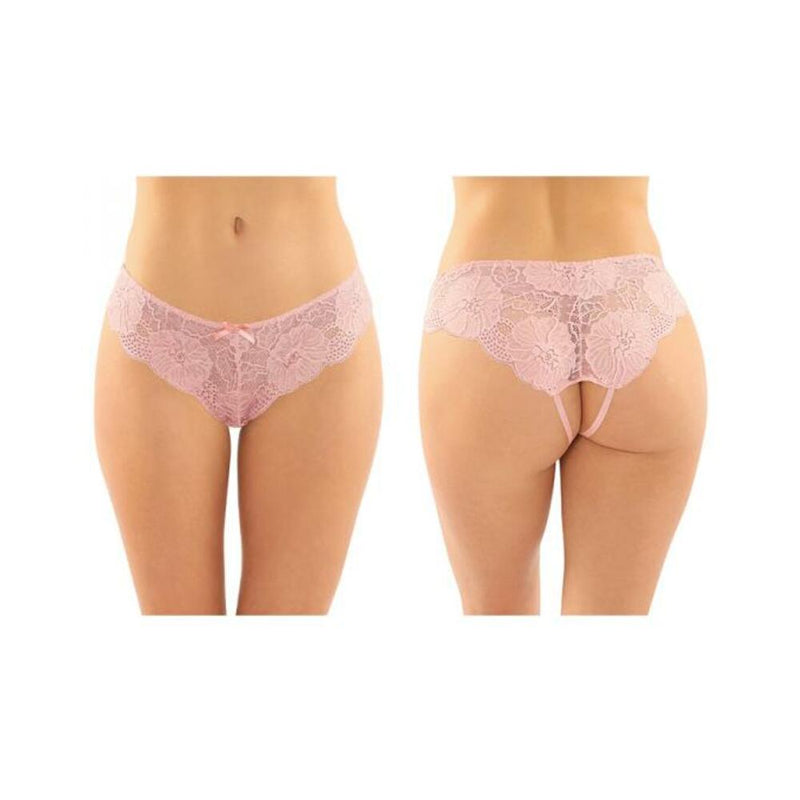 Poppy Crotchless Floral Lace Panty 6-pack L/xl Pink