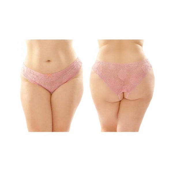 Poppy Crotchless Floral Lace Panty 6-pack Q/s Pink