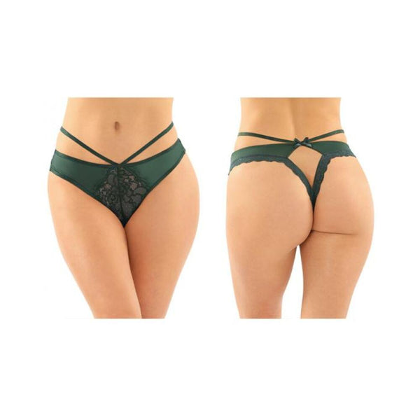 Kalina Strappy Microfiber And Lace Thong With Back Cutout 6pk L/xl Green