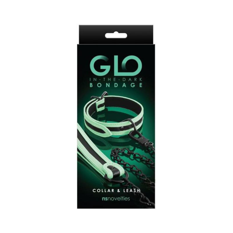 Glo Bondage Collar And Leash Green