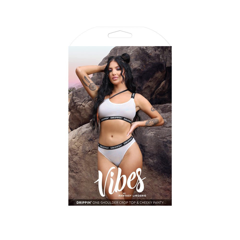 Drippin' One-Shoulder Crop Top & Cheeky Panty L/Xl