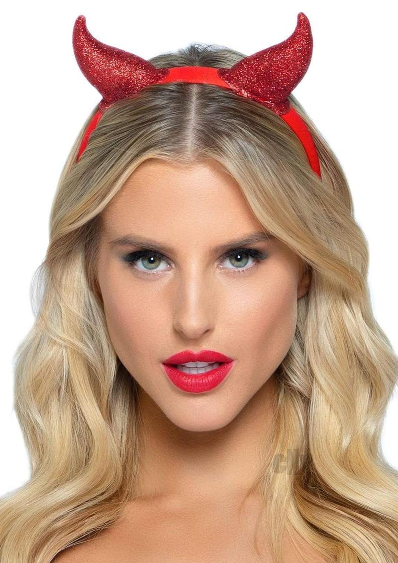 Latex Glitter Devil Headband Os Red