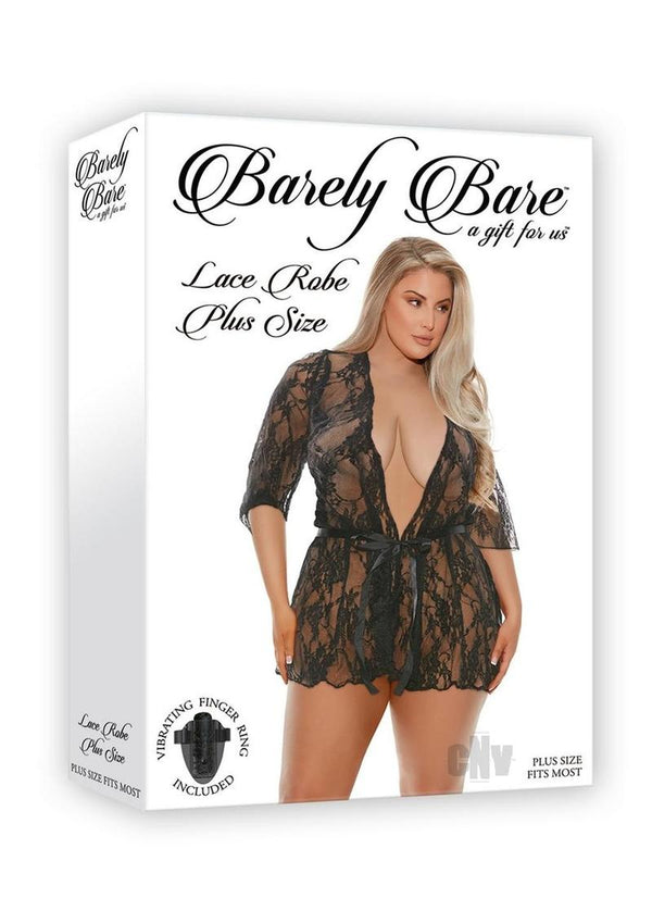 Barely Bare Lace Robe Plus Size Black